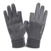 FUFU Gloves Thick Warm Fingerless Gloves Unisex Winter Stretchy Knit Half Finger Gloves (Color : Gray) view 1