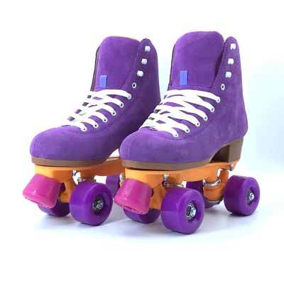 breaking Dawn Roller Skates, Double Row Four Wheels, Adult Purple Suede Skates, Purple and Pink Wheels, Outdoor, Street, Square, Gifts, Indoor, Men's and Women's Roller Skates 9.5 Purple
