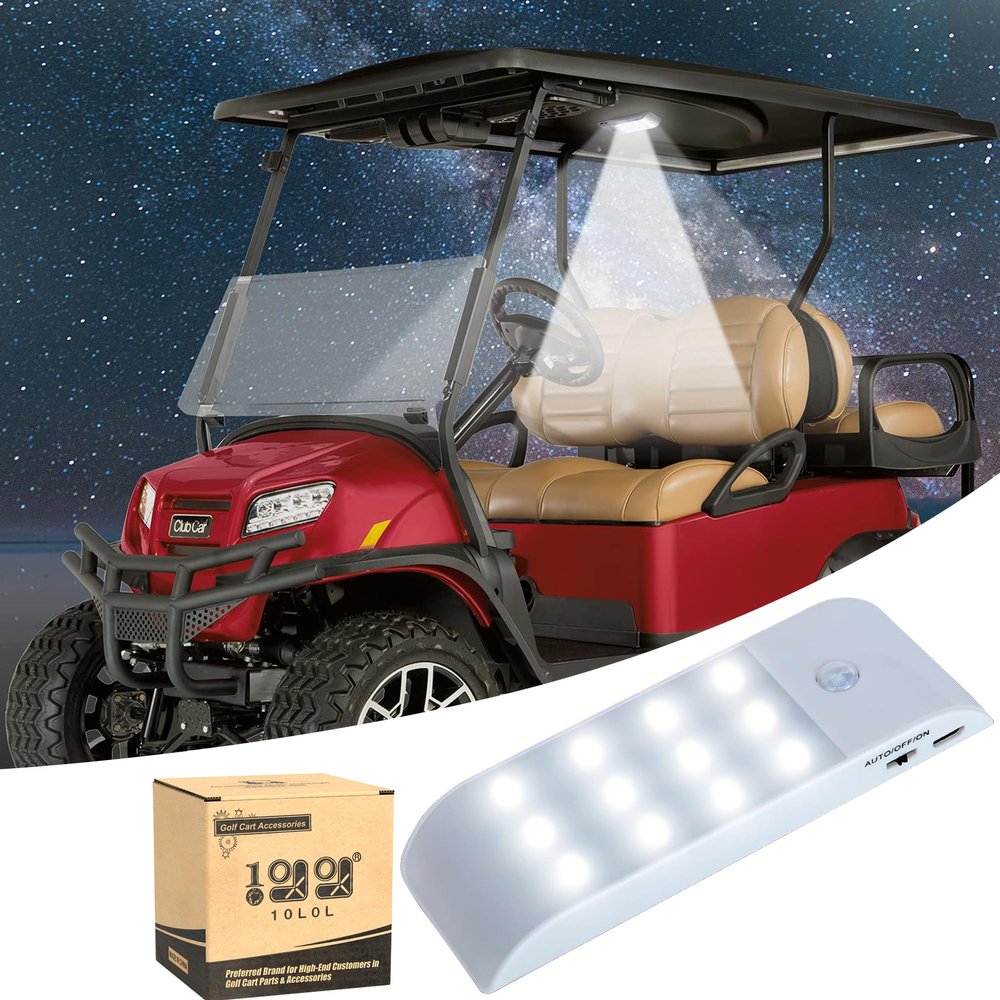 10L0L Universal Golf Cart Roof Light, LED USB Rechargeable Wireless Motion Sensor Dome Light