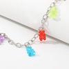 2-4Pcs Cartoon Resin Bear Necklaces Set Candy Color Lovely Teddy Bear Earrings Transparent Acrylic Gummy Rainbow Bear Bracelets for Women Charm Jewelry-B necklaes bracelets view 3