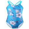 Kaerm Kids Girls One Piece Criss Cross Monokini Swimwear Floral Print Rash Guard Tankini Swimsuit Blue 3-4 Years view 1