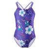 Kaerm Kids Girls One Piece Criss Cross Monokini Swimwear Floral Print Rash Guard Tankini Swimsuit Purple 5-6 Years view 1