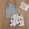 Kayotuas Toddler Baby Boy Easter Outfit Funny Letter Print Vest Tops Bunny Shorts Set 2Pcs Summer Clothes (A-Grey, 6-12 Months) view 3