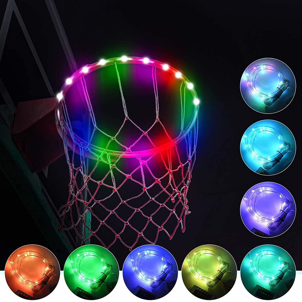 Led Lights Basketball Hoop,Remote Control Basketball Rim LED Light,Super Led light with 16 Colors , Waterproof,Super Bright to Play at Night Outdoors ,Good Gift for Kids Training and playing at night