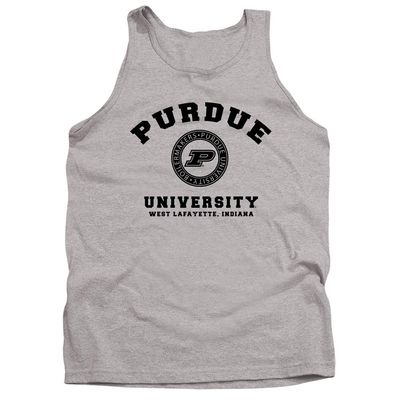 Purdue University Official Circle Logo Unisex Adult Tank Top, Athletic Heather, Small