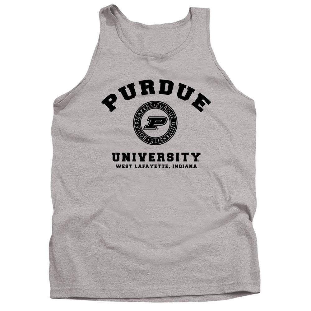 Purdue University Official Circle Logo Unisex Adult Tank Top, Athletic Heather, Small