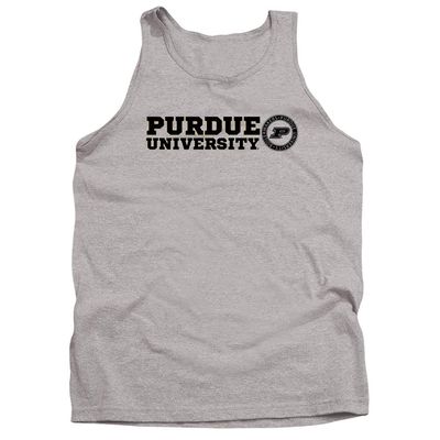Purdue University Official Block Text Unisex Adult Tank Top, Athletic Heather, X-Large