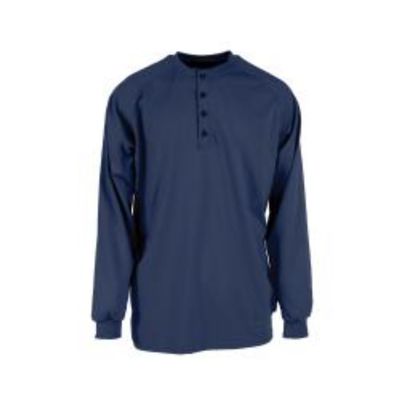 6 oz Cotton FR Henley Shirt - Navy - Size 3X