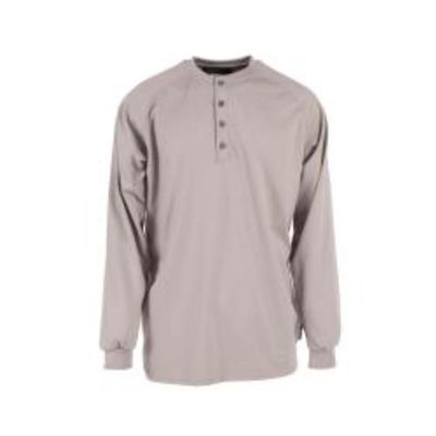 6 oz Cotton FR Henley Shirt - Gray - Size 3X