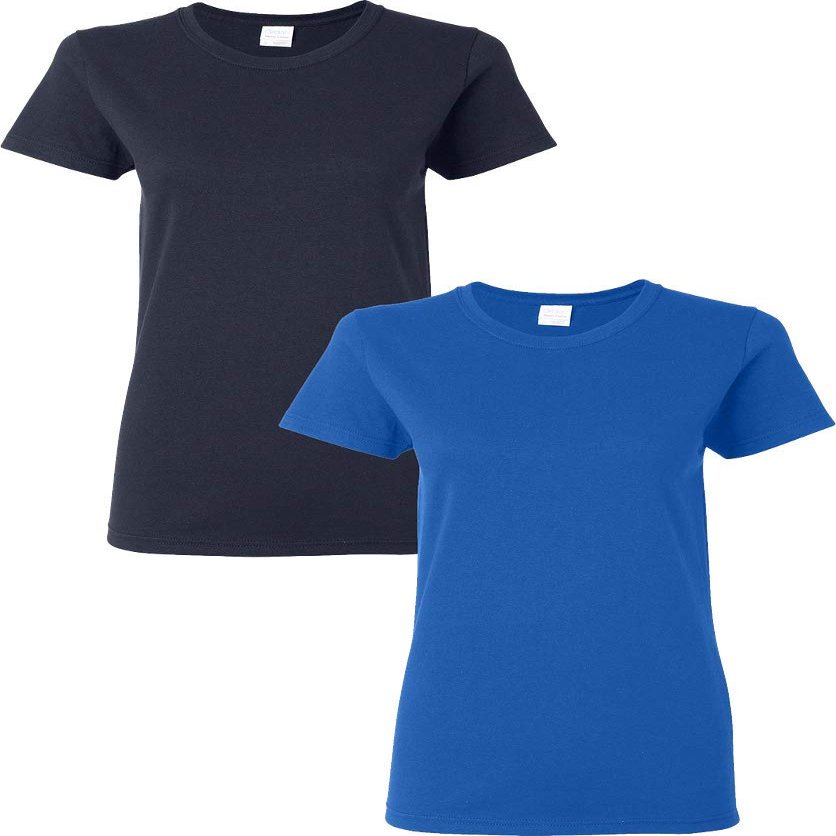 Gildan Heavy Cotton Ladies 5.3 oz. Missy Fit T-Shirt, 2-Pack Navy-Royal Large