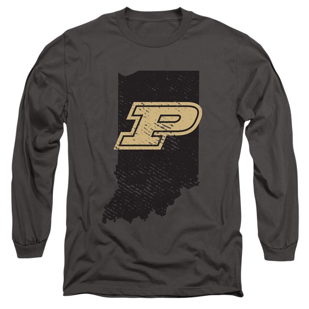 Purdue University Official Indiana Unisex Adult Long-Sleeve T Shirt, Charcoal, 3X-Large