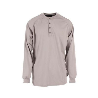 6 oz Cotton FR Henley Shirt - Gray - Size 2X