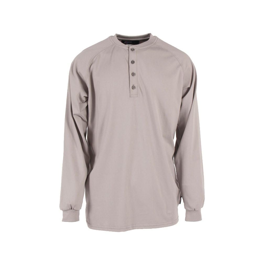 6 oz Cotton FR Henley Shirt - Gray - Size 2X