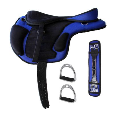 14" English Horse Polo Synthetic Treeless Saddle Stirrups 80201BL