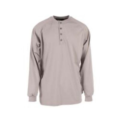 6 oz Cotton FR Henley Shirt - Gray - Size M