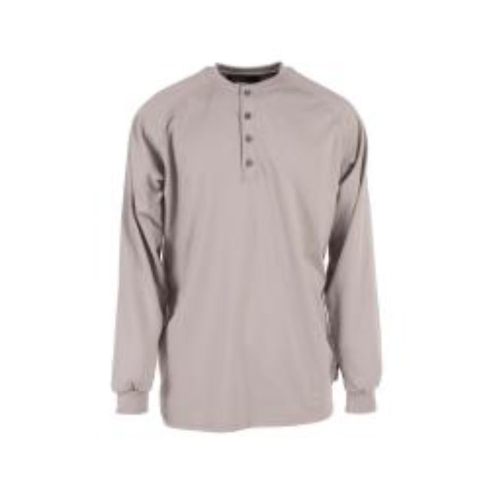 6 oz Cotton FR Henley Shirt - Gray - Size M