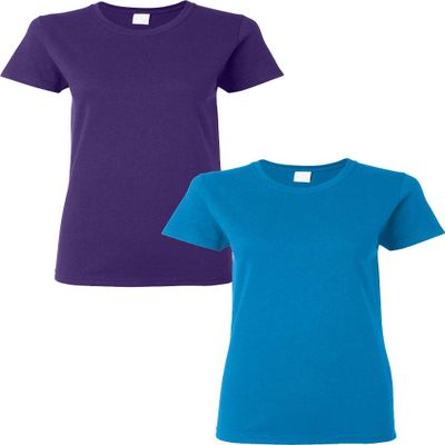 Gildan Heavy Cotton Ladies 5.3 oz. Missy Fit T-Shirt, 2-Pack Purple-Sapphire Large