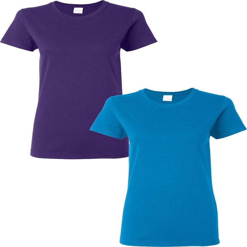 Gildan Heavy Cotton Ladies 5.3 oz. Missy Fit T-Shirt, 2-Pack Purple-Sapphire Large