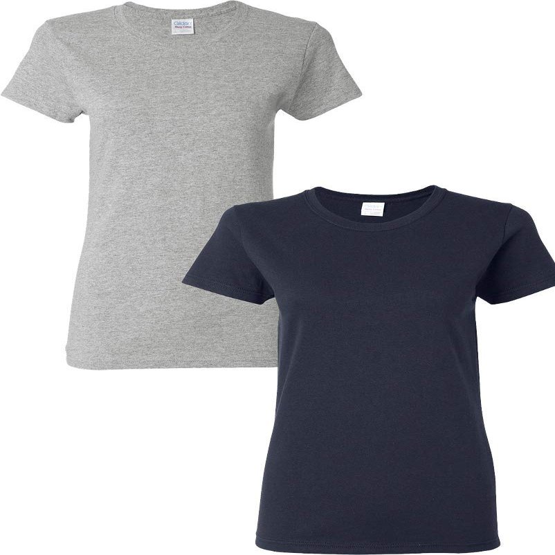 Gildan Heavy Cotton Ladies 5.3 oz. Missy Fit T-Shirt, 2-Pack Sportgrey-Navy Large