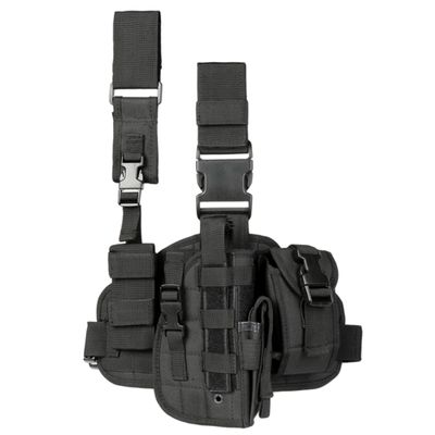 ACEXIER Tactical Drop Leg Holster with Magazine Pouch Military Tactical MOLLE Pistol Handgun Thigh Pistol Gun Holster Adjustable Right Handed Platform Panel Black