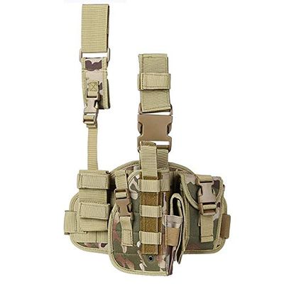 ACEXIER Tactical Drop Leg Holster with Magazine Pouch Military Tactical MOLLE Pistol Handgun Thigh Pistol Gun Holster Adjustable Right Handed Platform Panel CP