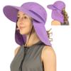 SUN CUBE Sun Hat for Women with Ponytail Hole Neck Flap, Gardening Hat for Women Sun Protection, UV Hats for Hiking Walking Fishing, UPF 50 Sunblock Outdoor Sun Shield Wide Brim Hat, Purple view 1