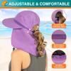 SUN CUBE Sun Hat for Women with Ponytail Hole Neck Flap, Gardening Hat for Women Sun Protection, UV Hats for Hiking Walking Fishing, UPF 50 Sunblock Outdoor Sun Shield Wide Brim Hat, Purple view 3