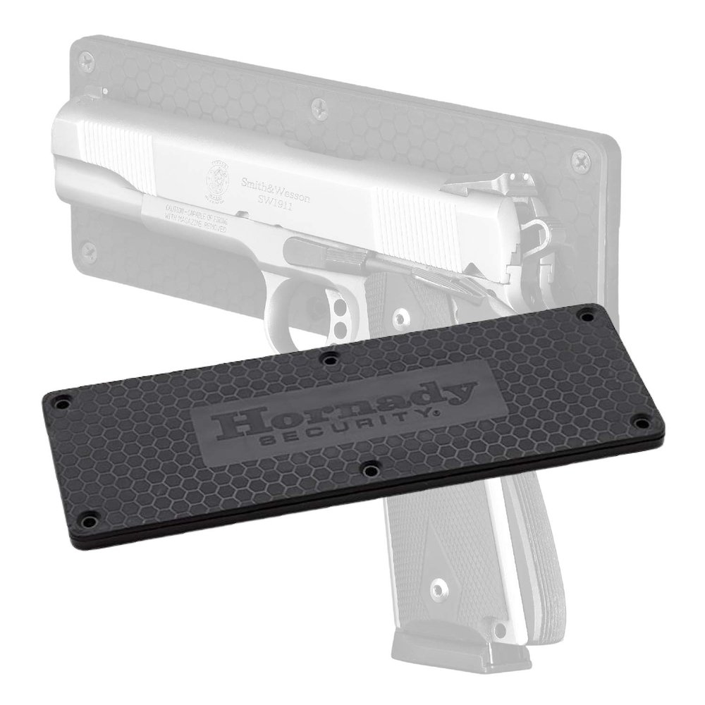 Hornady Magnetic Gun Mount XL, 95913-Non-Scratch Rubber Coated Gun Magnet Mount for Pistols, Handguns, Revolvers, & Firearm Accessories-Magnetic Gun Holder Rated for 43 Pounds-Includes Mounting Screws