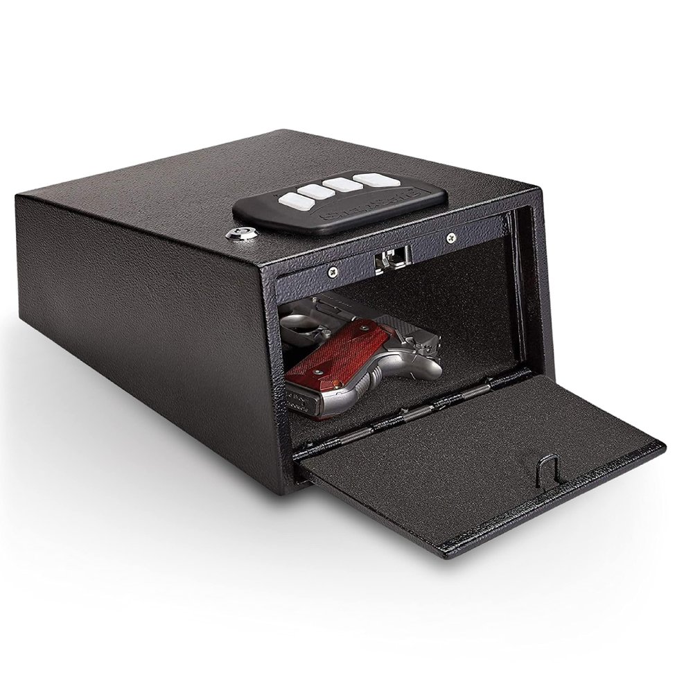 SnapSafe Gun Vault Keypad Handgun Safe for Pistol & Valuables 4-6 Keypad Entry with Backup Key Black, Measures 12H x 8.1W x 5.25D Inches Item 75433