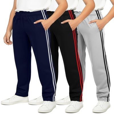 3 Pack Boys' Tricot Sweatpants Open Bottom Kids Teen Athletic Pants Pockets
