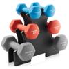 Philosophy Gym Neoprene Dumbbell Hand Weights with Stand, 32 lbs (3 lb, 5 lb, 8 lb Pairs) Multi view 1