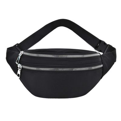 LIUCM Fanny Pack with Zipper Pockets and Quick Release Buckle Waterproof Waist Bag Pack with Adjustable Strap for Travel Sports Running,Black