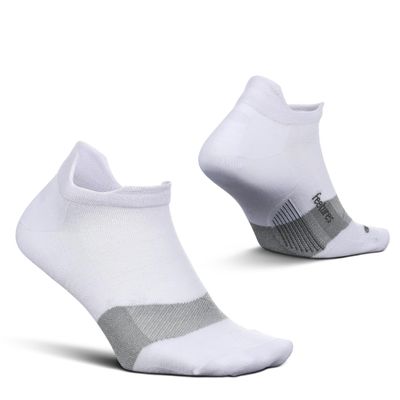 Feetures Merino 10 Ultra Light Cushion No Show Tab Ankle Socks - Wool Socks for Women & Men - White, XL (1 Pair)