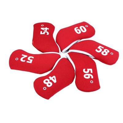 Golf Builder 6pcs/Set Soft Neoprene Golf Wedge Head Covers fit RH and LH 48,52,54,56,58,60 (Red)