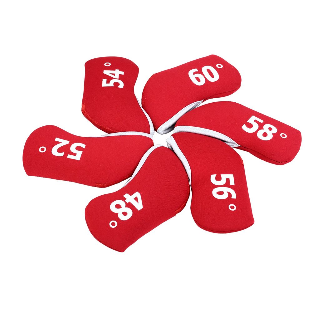 Golf Builder 6pcs/Set Soft Neoprene Golf Wedge Head Covers fit RH and LH 48,52,54,56,58,60 (Red)