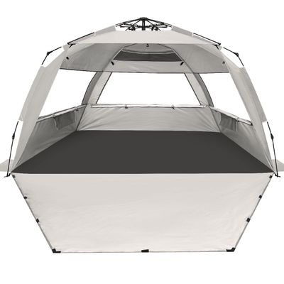 WhiteFang Deluxe XL Pop Up Beach Tent Sun Shade Shelter for 3-4 Person, UV Protection, Extendable Floor with 3 Ventilating Windows Plus Carrying Bag, Stakes, and Guy Lines (Baby's Breath)