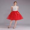 ELAWBTY Womens Knee Length Princess Petticoat Underskirt Tulle Tutu Skirt For Prom Party Red S M L view 3