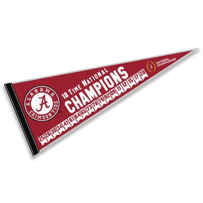 Alabama Crimson Tide 18 Time National Football Champions Pennant Flag