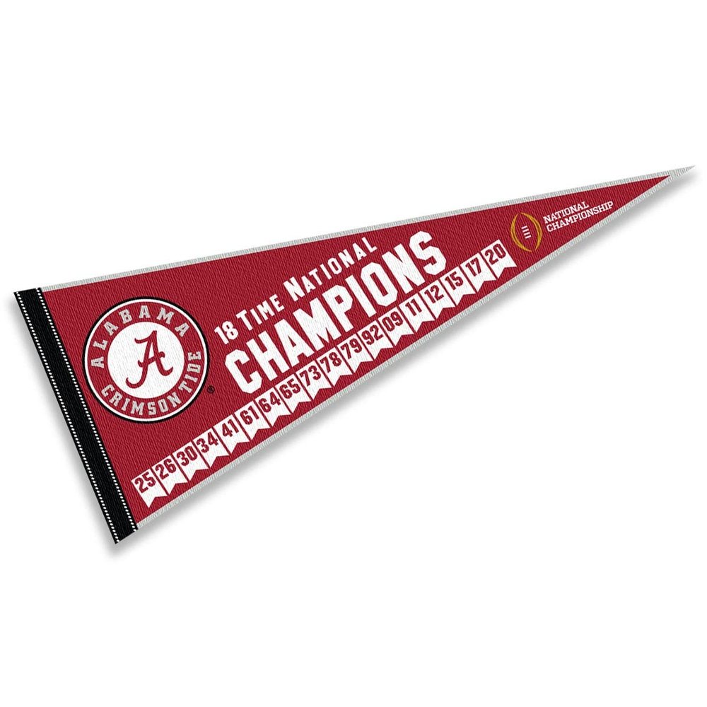Alabama Crimson Tide 18 Time National Football Champions Pennant Flag