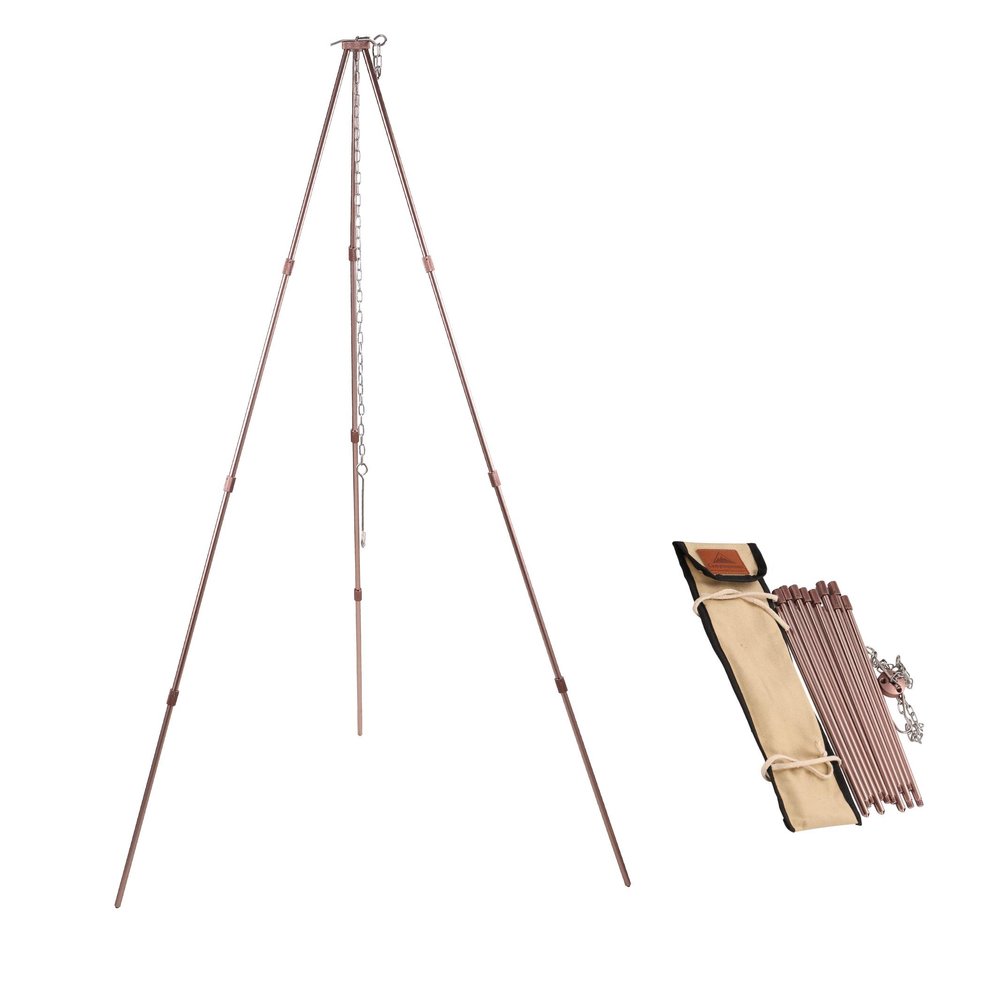 CAMPINGMOON Camping Campfire Tripod with Carrying Bag Portable Lightweight Aluminum 41.3-inch Height Stainless Steel Chain
