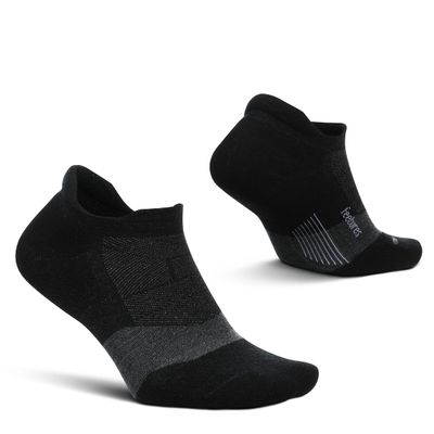 Feetures Merino 10 Max Cushion No Show Tab Ankle Socks - Wool Socks for Women & Men - Grey, L (1 Pair)