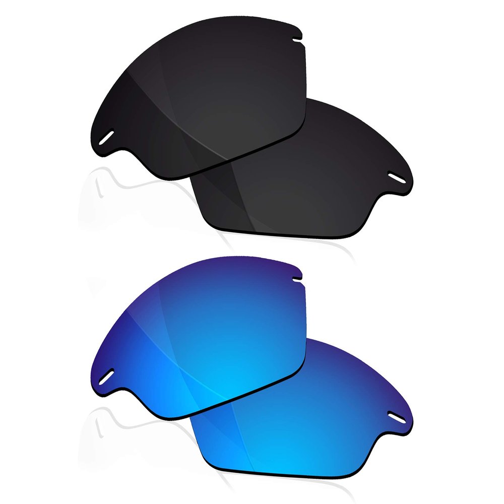 RockShell Polarized Lenses Replacement for Oakley Fast Jacket OO9097 Sunglasses - Jet Black + Ice Blue