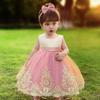 Baby Girls Embroidery Lace Dresses Toddler Ruffles Infant Easter Tutu Dress with Headwear (CameoBrown,70) view 2