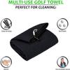Aebor Golf Towels, Microfiber Waffle Pattern Tri-fold Golf Towel - Brush Tool Kit with Club Groove Cleaner, with Clip Men Women Golf Gifts (2 Black Towel+Black Brush) view 2