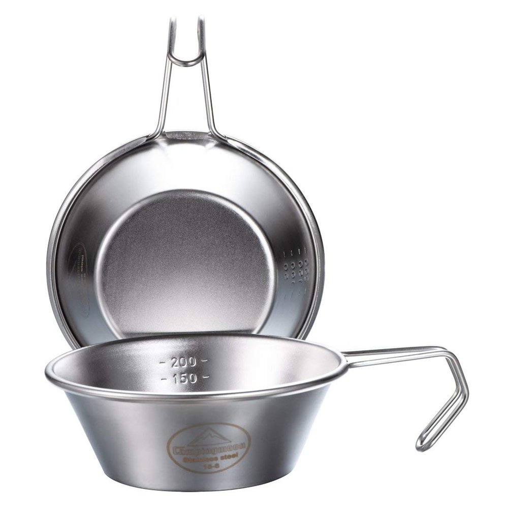 CAMPINGMOON 2pcs Set Stainless Steel Camping Sierra Cup 310ml S-220-2P (2pcs Set)