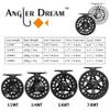 ANGLER DREAM (1/2WT 3/4WT 5/6WT 7/8WT) Fly Reel with Line Combo Aluminum Alloy Large Arbor Fly Fishing Reels Weight Forward Fly Line with Braided Backing Tapered Leader view 3