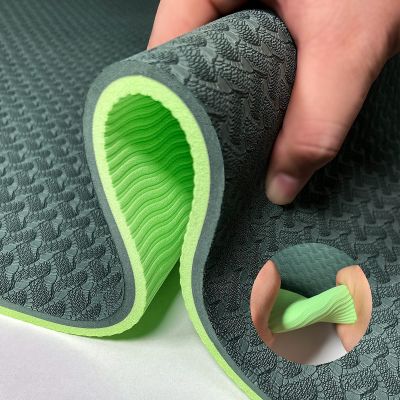 QMKGEC Yoga Mat 1/3" (8mm) Thick Non-Slip, Women Men Fitness & Exercise Mat, 72"Lx24"W Eco-Friendly TPE Workout Mat with Carrying Strap for Yoga, Pilates, Home Gym, Floor Exercises