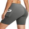 baleaf Biker Shorts Women Yoga Gym Workout Spandex Running Volleyball Tummy Control Compression with Pockets Soft 8" Gray XL view 1
