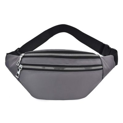 LIUCM Fanny Pack with Zipper Pockets and Quick Release Buckle Waterproof Waist Bag Pack with Adjustable Strap for Travel Sports Running,Gray