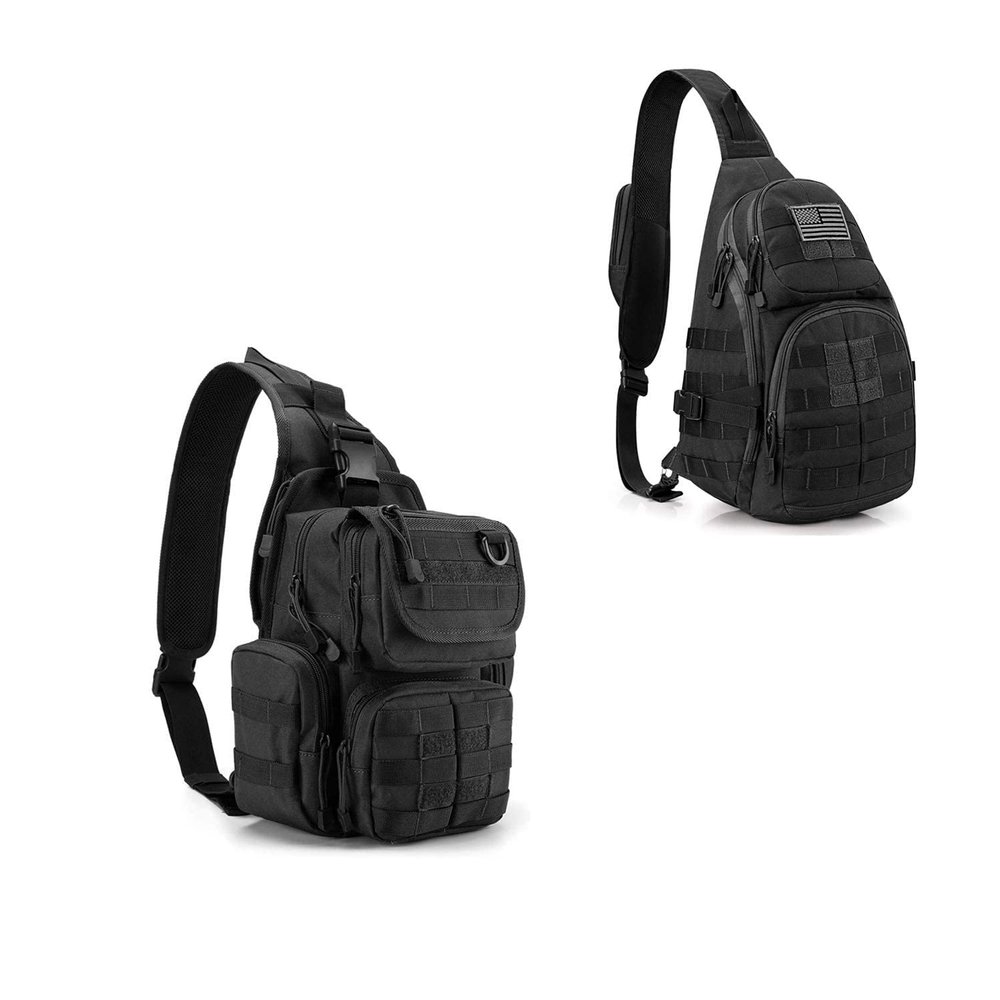 G4Free 2 Packs Tactical EDC Sling Bag with Pistol Holster Sling Shoulder Assault Range Backpack Handgun Bag for Concealed Carry